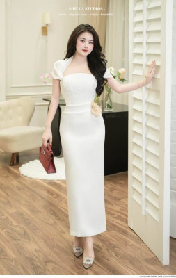 Đầm cúp ngực trễ vai thân váy bút chì shilla - size m - trmk044